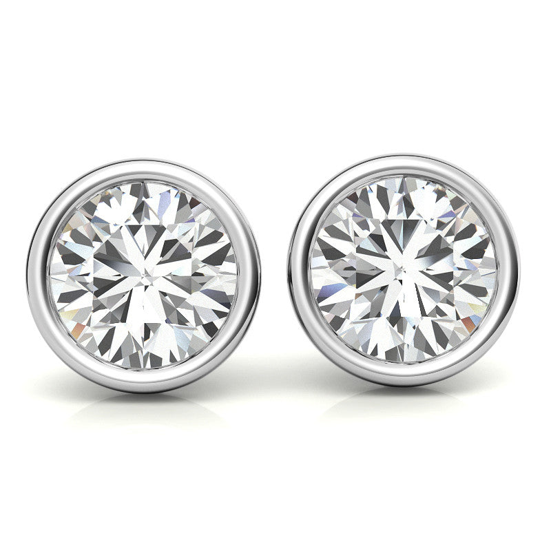 Bezel Martini Round H&A Moissanite Stud Earrings