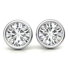 Bezel Martini Round H&A Moissanite Stud Earrings