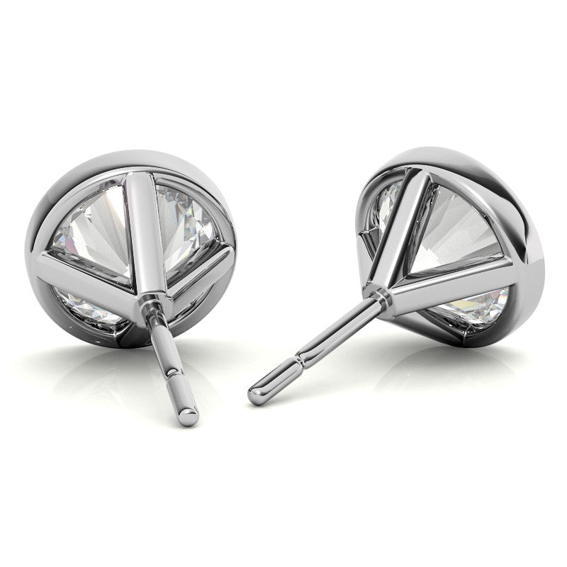 Bezel Martini Round H&A Moissanite Stud Earrings