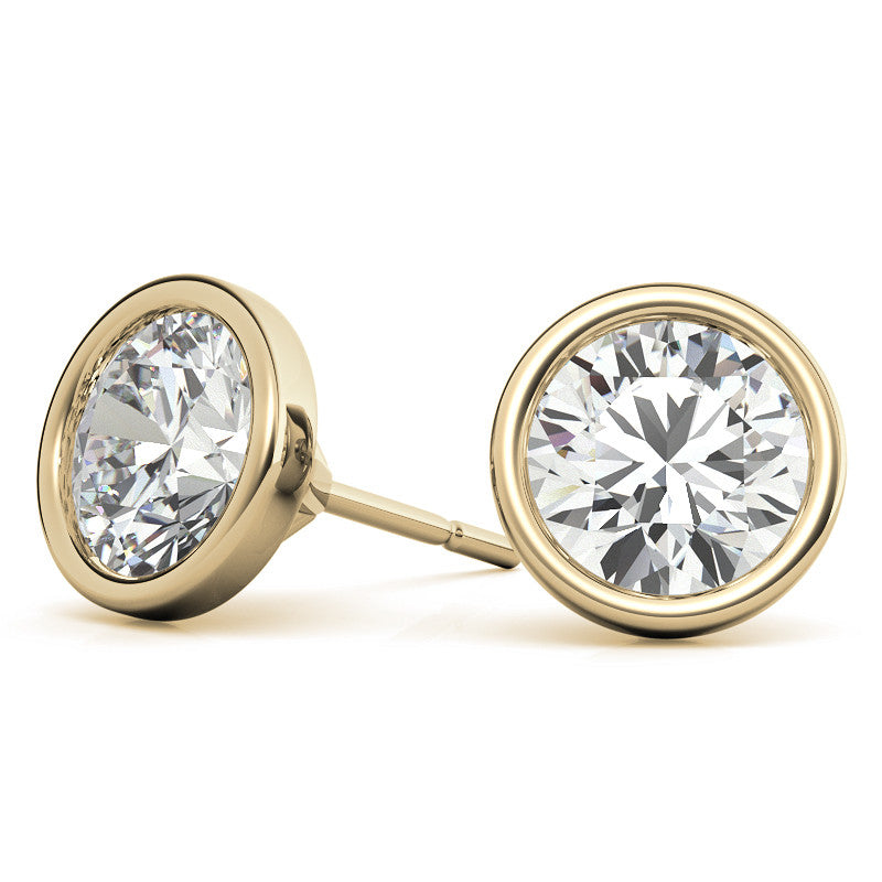 Bezel Martini Round H&A Moissanite Stud Earrings