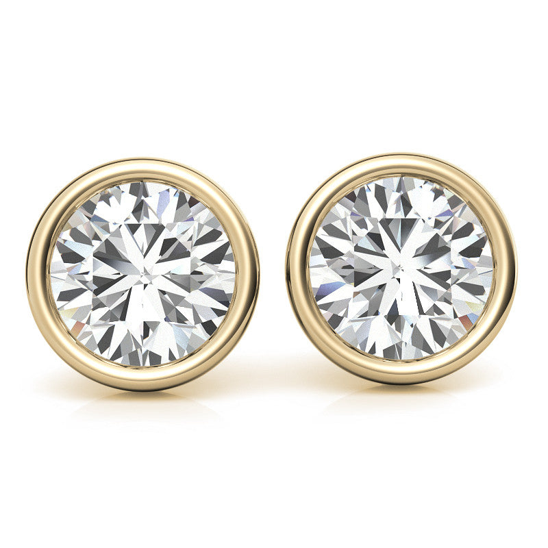 Bezel Martini Round H&A Moissanite Stud Earrings
