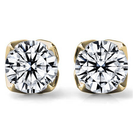 Tulip Style Round Brilliant Moissanite Stud Earrings