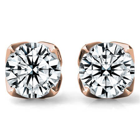 Tulip Style Round Brilliant Moissanite Stud Earrings