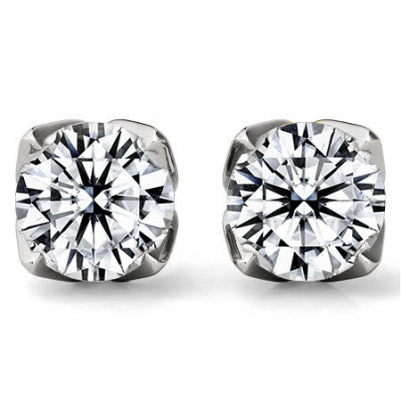 Tulip Style Round Brilliant Moissanite Stud Earrings