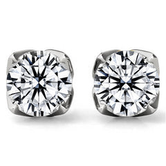 Tulip Style Round Brilliant Moissanite Stud Earrings