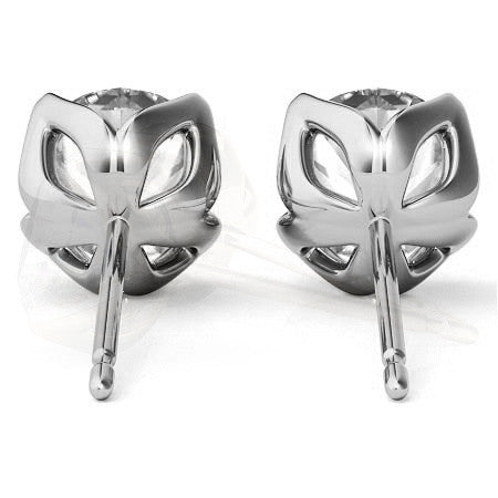 Tulip Style Round Brilliant Moissanite Stud Earrings