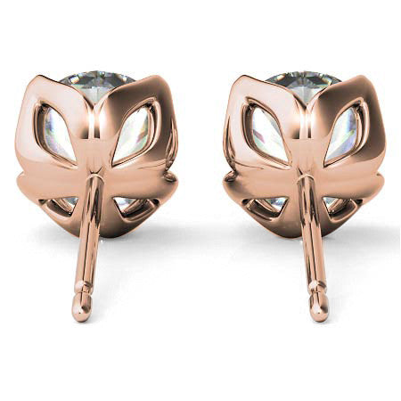Tulip Style Round Brilliant Moissanite Stud Earrings