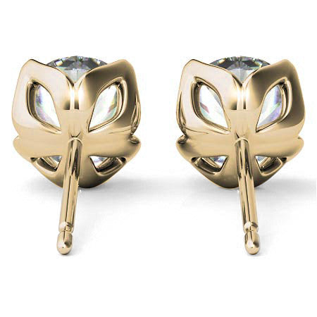 Tulip Style Round Brilliant Moissanite Stud Earrings