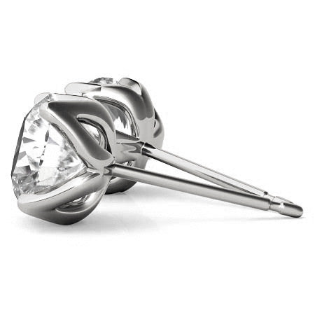 Tulip Style Round Brilliant Moissanite Stud Earrings