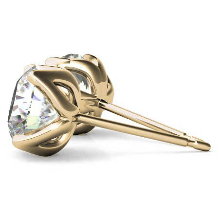 Tulip Style Round Brilliant Moissanite Stud Earrings