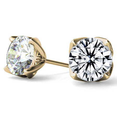 Tulip Style Round Brilliant Moissanite Stud Earrings