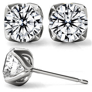 Tulip Style Round Brilliant Moissanite Stud Earrings
