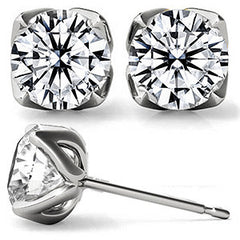 Tulip Style Round Brilliant Moissanite Stud Earrings