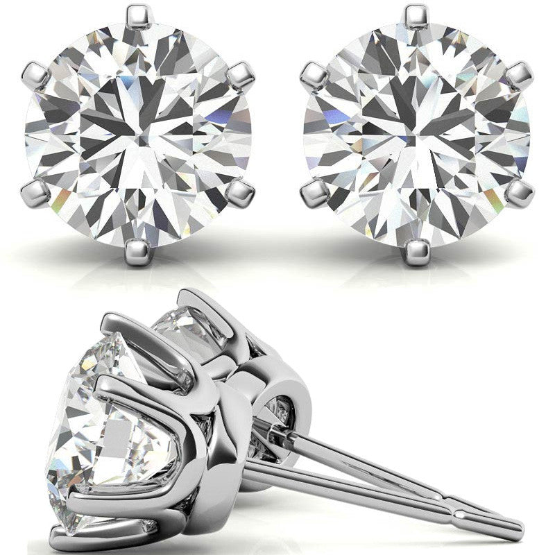 6-Prong Crown Moissanite Stud Earrings