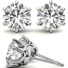 6-Prong Crown Moissanite Stud Earrings