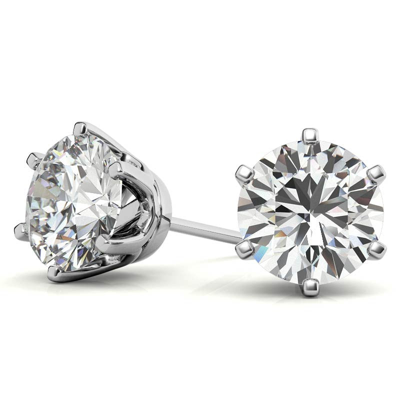 6-Prong Crown Moissanite Stud Earrings
