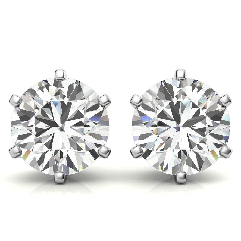 6-Prong Crown Moissanite Stud Earrings