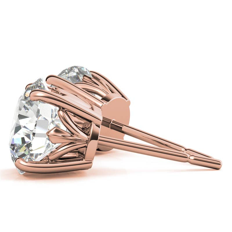 Fleur De Lis Round Moissanite Stud Earrings