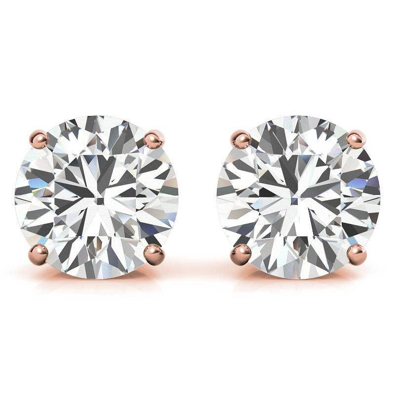 Fleur De Lis Round Moissanite Stud Earrings