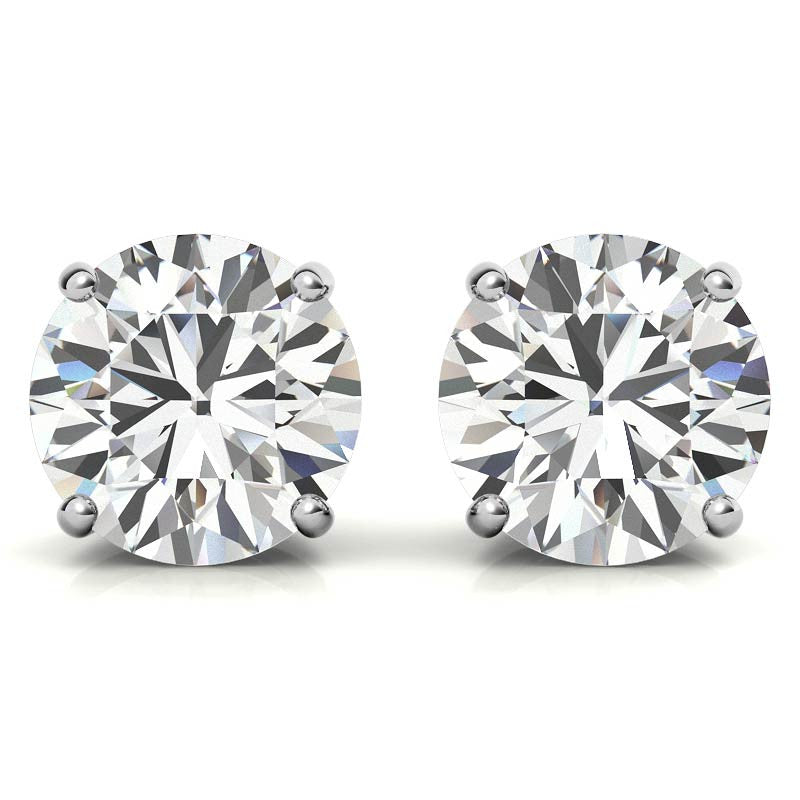 Fleur De Lis Round Moissanite Stud Earrings
