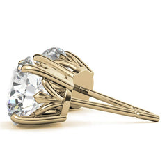 Fleur De Lis Round Moissanite Stud Earrings