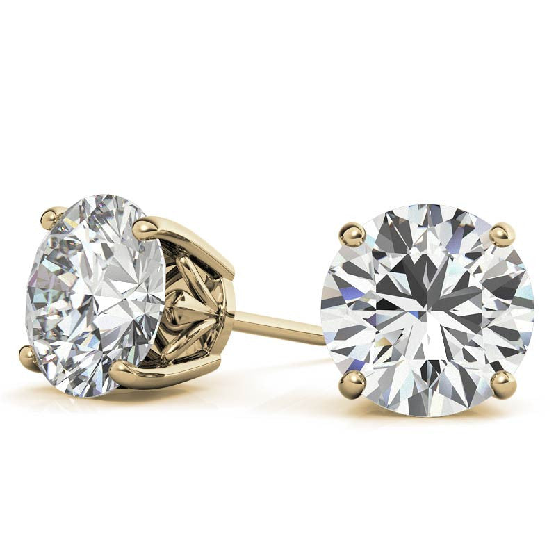 Fleur De Lis Round Moissanite Stud Earrings