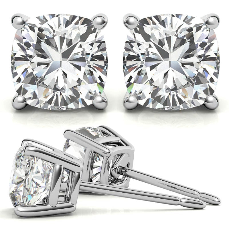 Cushion Moissanite Stud Earrings