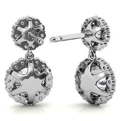 Round Halo Moissanite Drop Earrings
