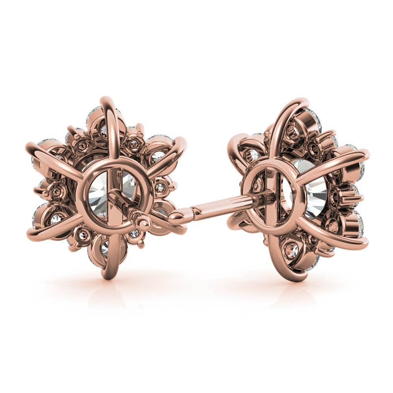 Round Moissanite Snowflake Halo Design Stud Earrings