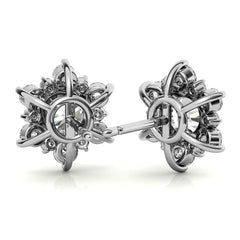 Round Moissanite Snowflake Halo Design Stud Earrings