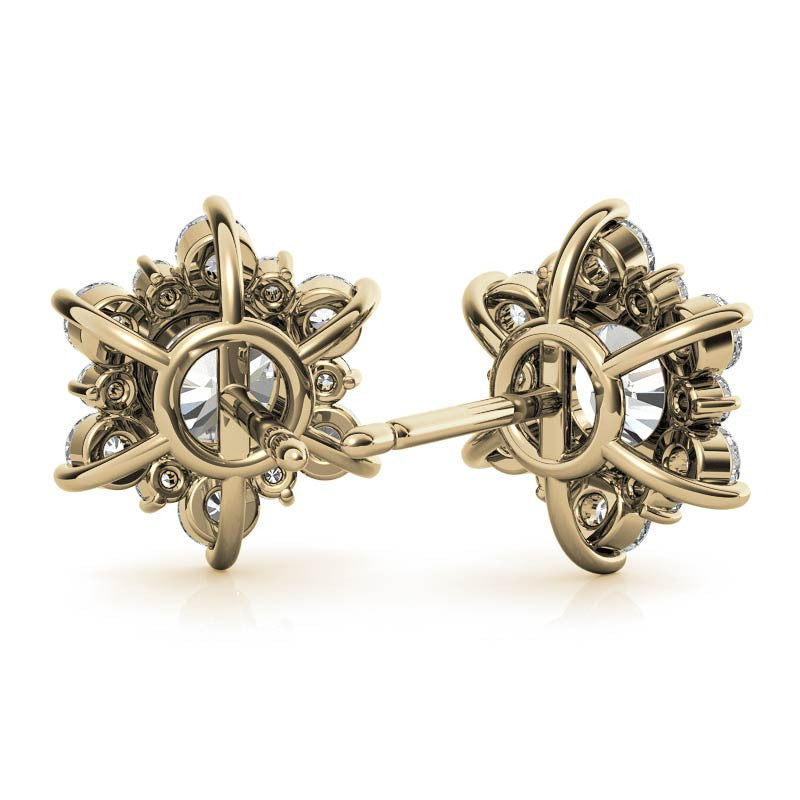 Round Moissanite Snowflake Halo Design Stud Earrings