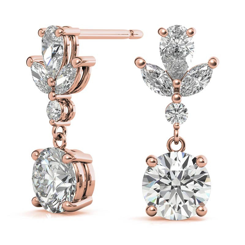 Unique Multi-Stone Moissanite Drop Earrings