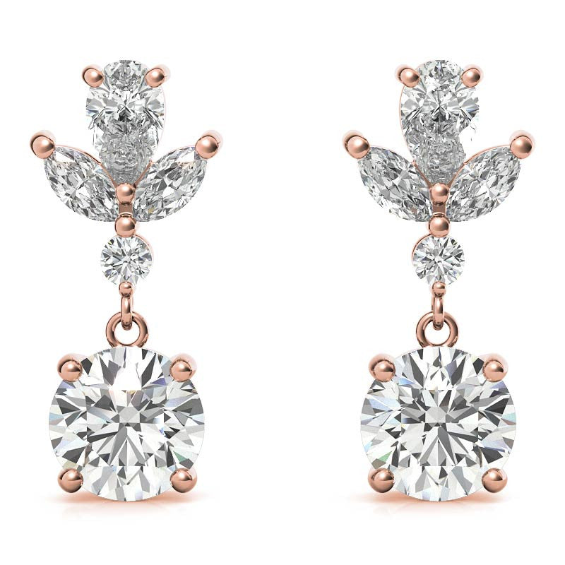 Unique Multi-Stone Moissanite Drop Earrings