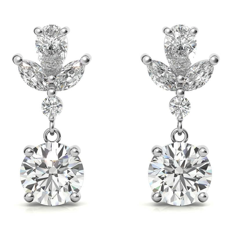 Unique Multi-Stone Moissanite Drop Earrings