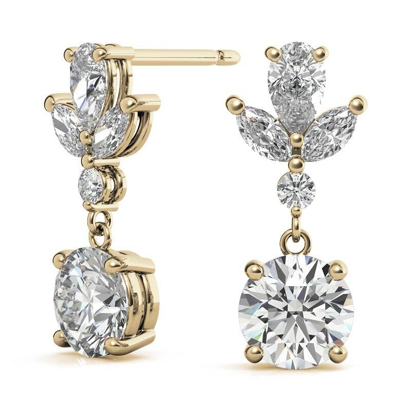 Unique Multi-Stone Moissanite Drop Earrings