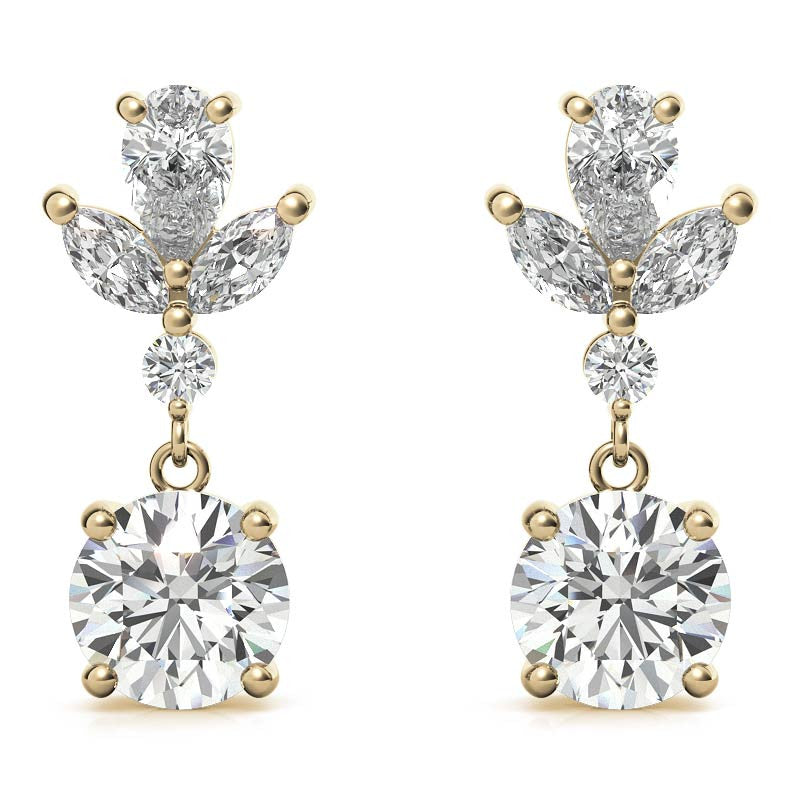 Unique Multi-Stone Moissanite Drop Earrings