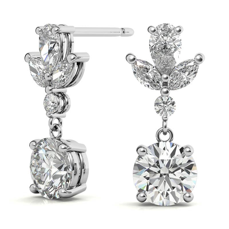 Unique Multi-Stone Moissanite Drop Earrings
