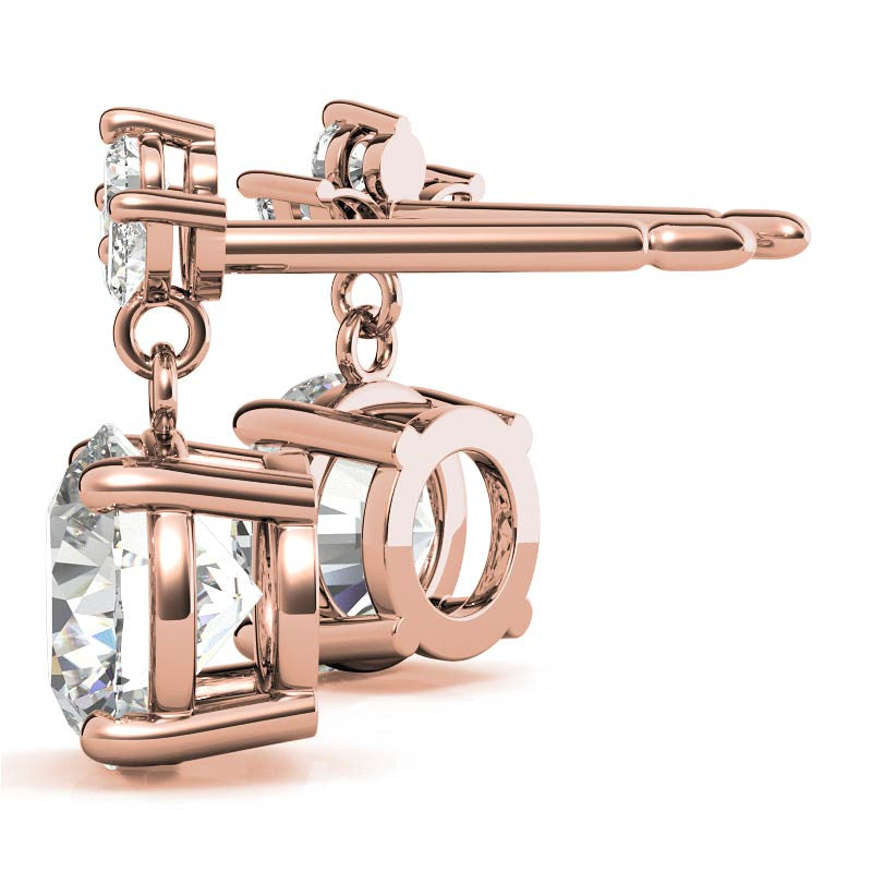 Round and Marquise Accented Moissanite Drop Earrings
