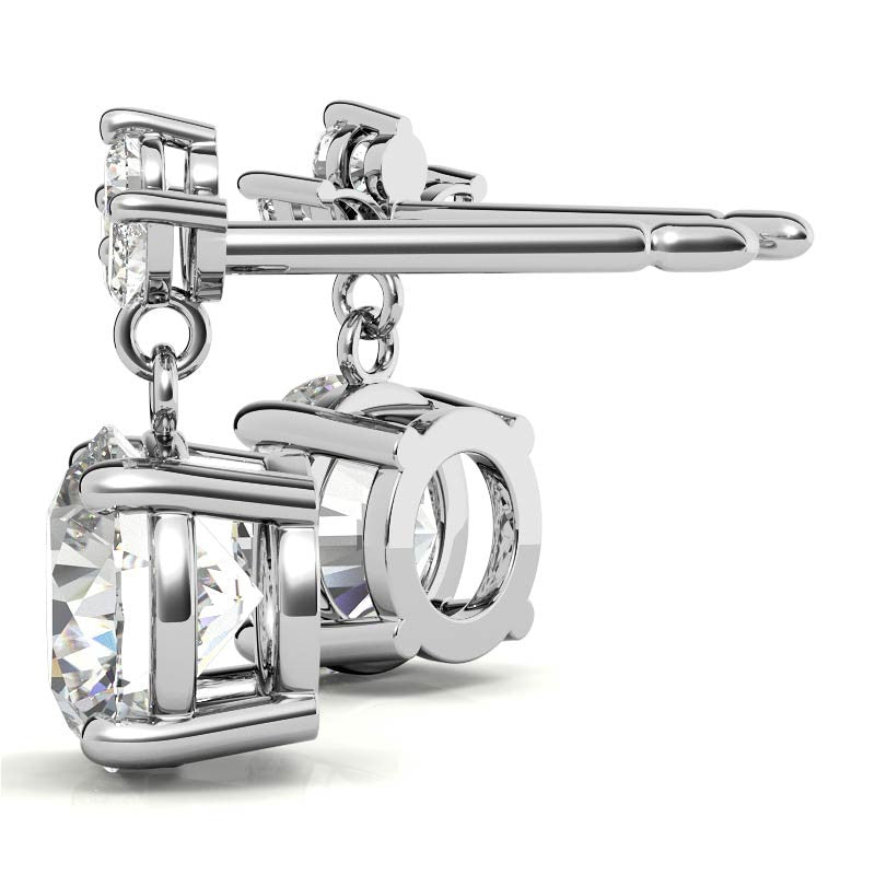 Round and Marquise Accented Moissanite Drop Earrings