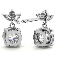 Round and Marquise Accented Moissanite Drop Earrings