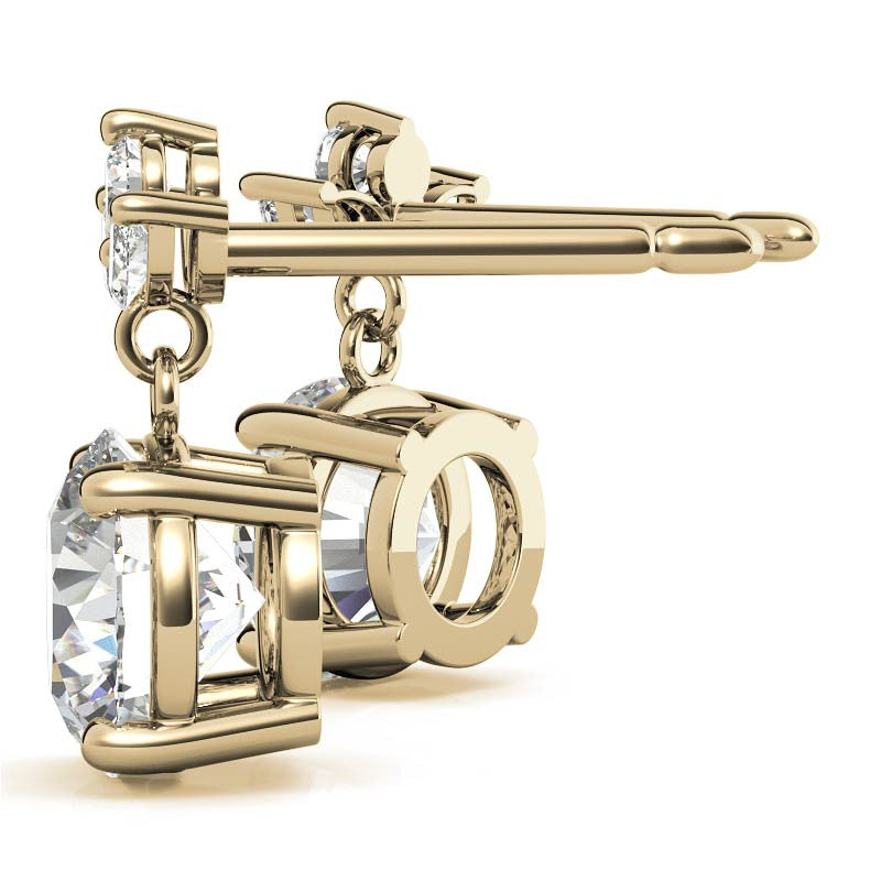 Round and Marquise Accented Moissanite Drop Earrings
