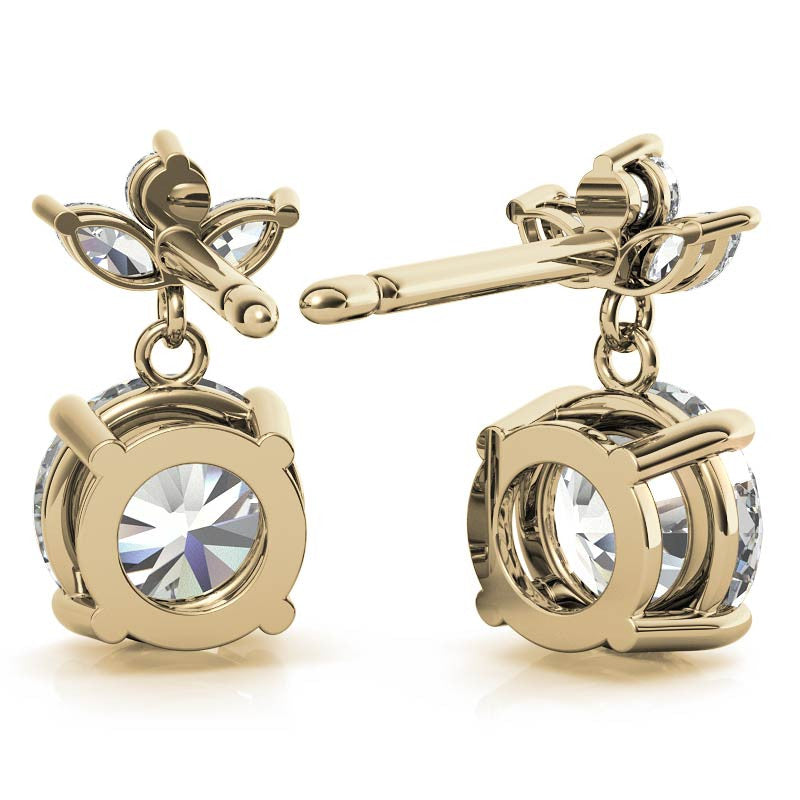 Round and Marquise Accented Moissanite Drop Earrings