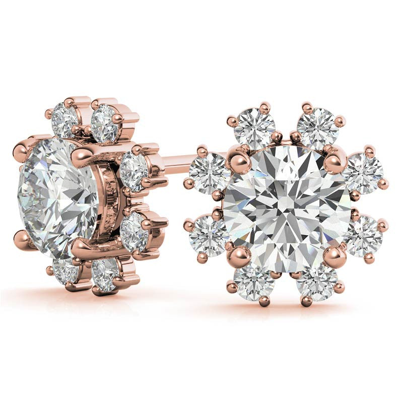 Round Cluster Style Moissanite Stud Earrings