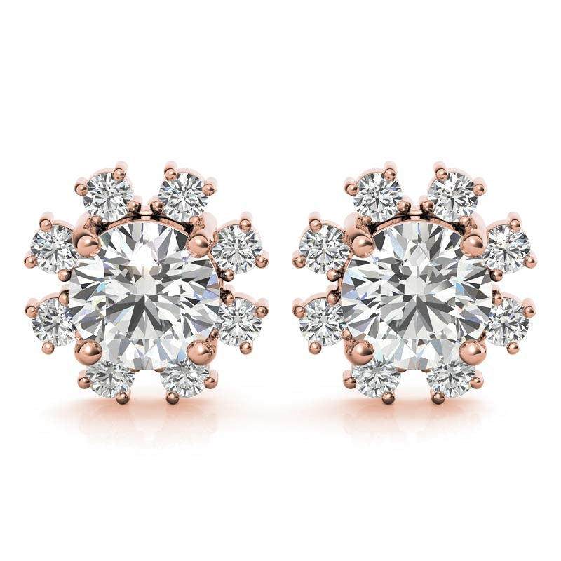 Round Cluster Style Moissanite Stud Earrings