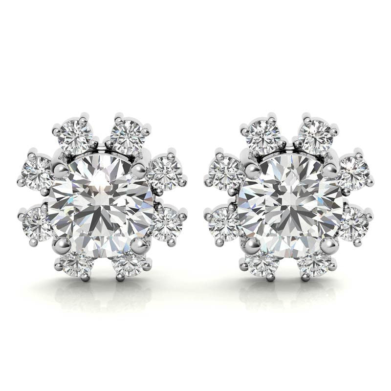 Round Cluster Style Moissanite Stud Earrings