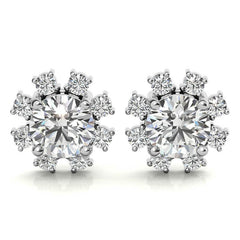 Round Cluster Style Moissanite Stud Earrings