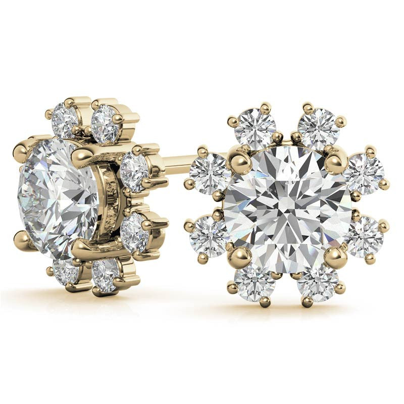 Round Cluster Style Moissanite Stud Earrings