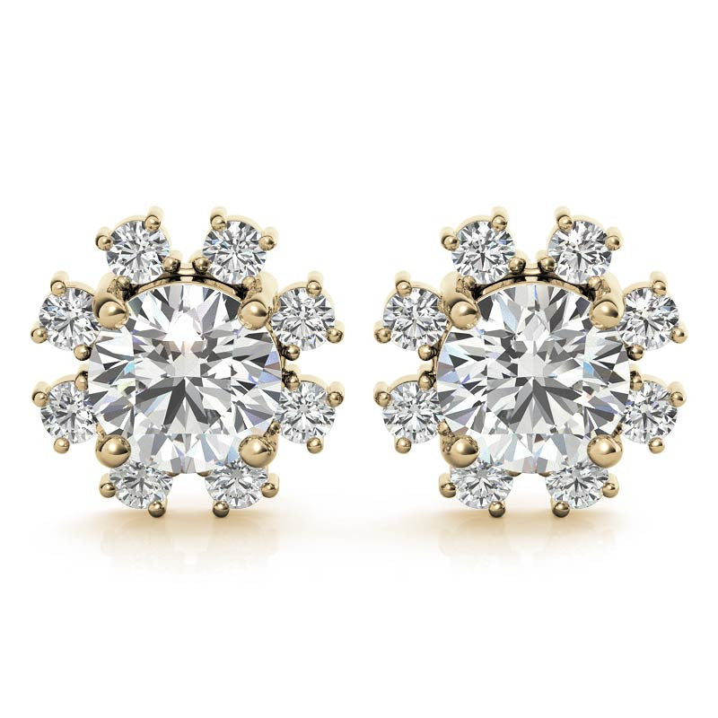 Round Cluster Style Moissanite Stud Earrings
