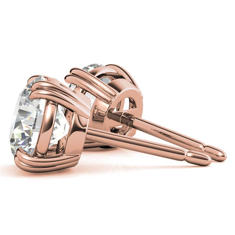 Round Double Prong Basket Moissanite Stud Earrings