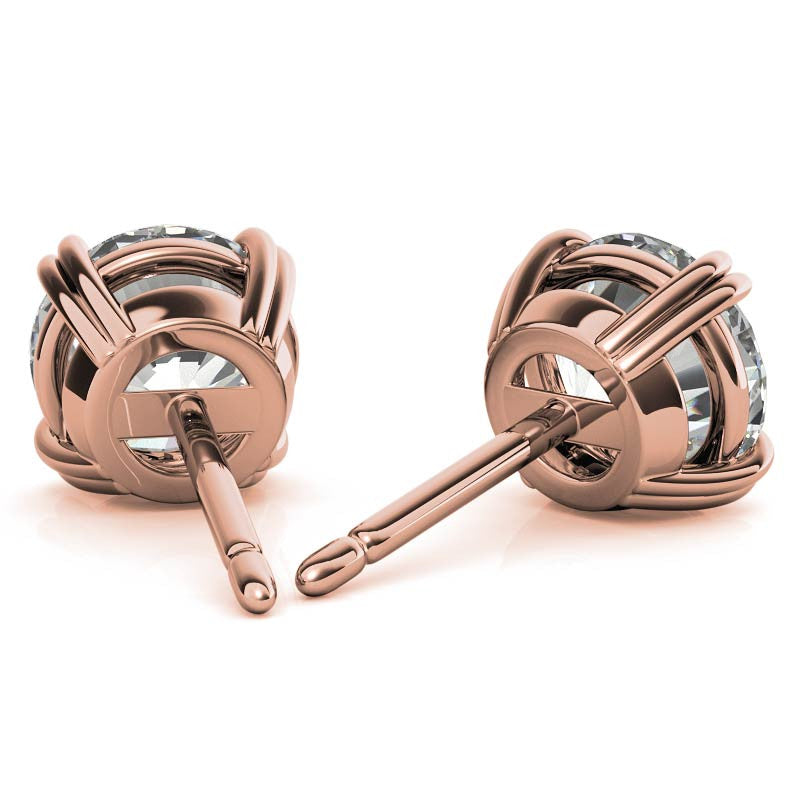 Round Double Prong Basket Moissanite Stud Earrings